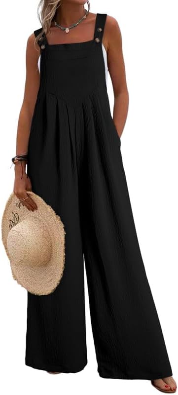 Dokotoo One Piece Sleeveless Wide Leg Overalls
